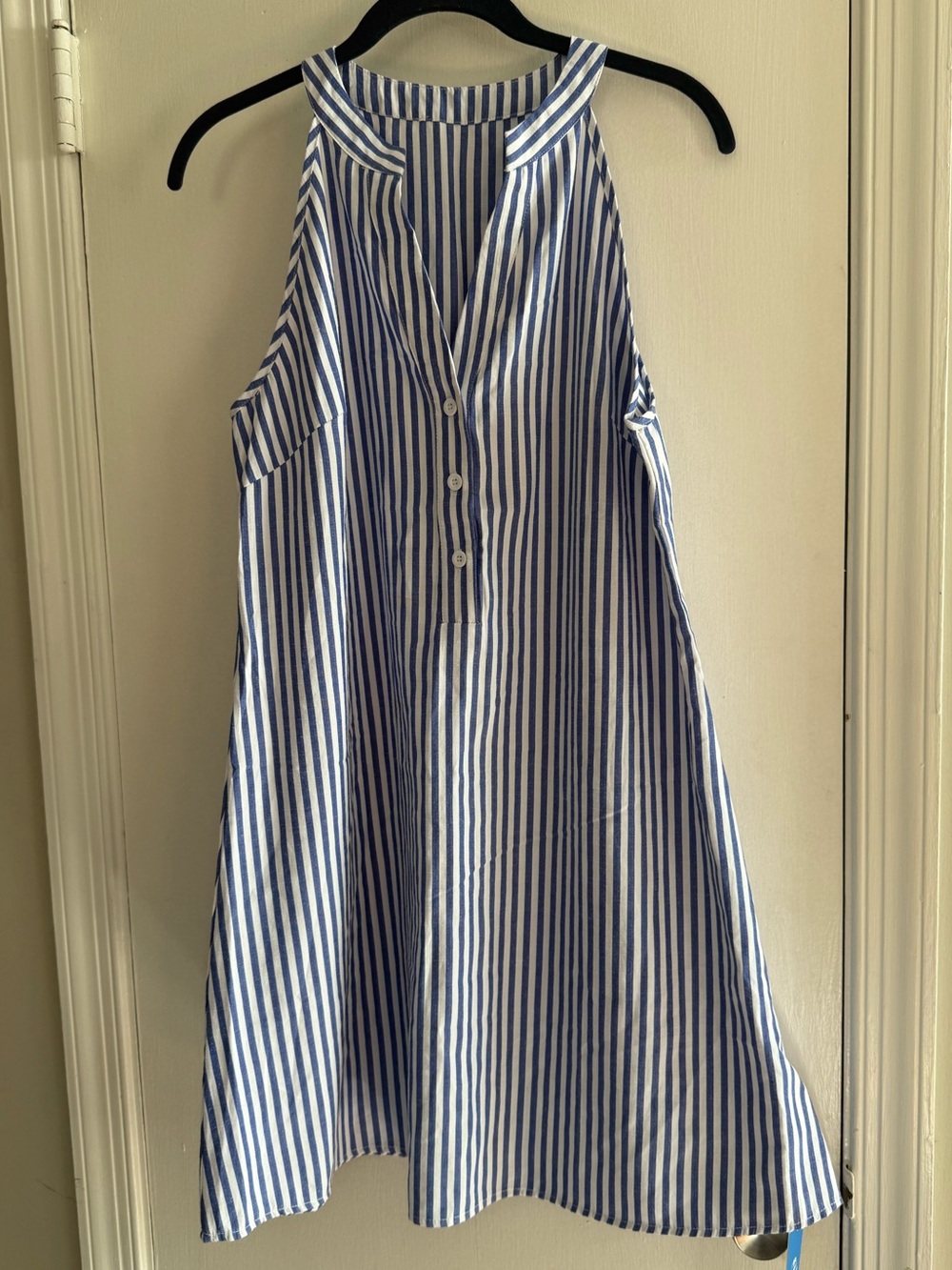 NWT Cupshe Blue and White Vertical Stripe Sleeveless Dress Size M